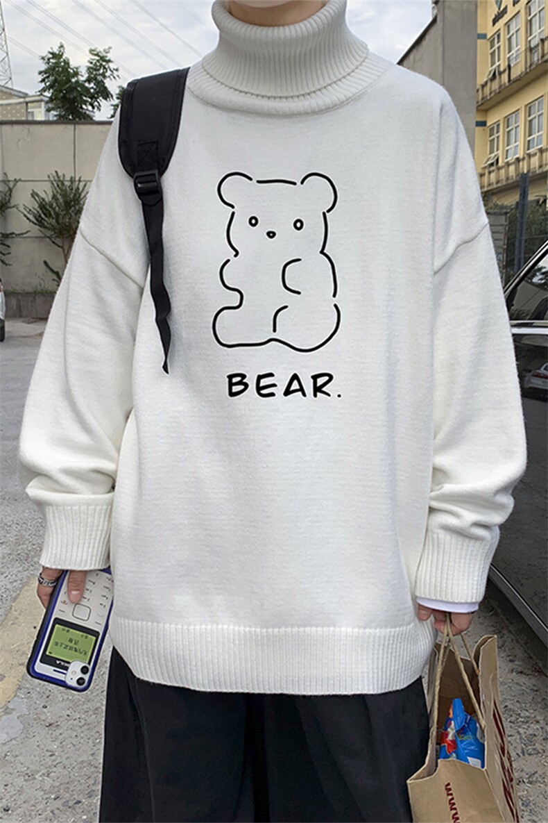 2024秋冬装新款大码宽松高领休闲上衣韩版潮流A161-2-M2059-P50，男装针织衫/毛衣，电商A161-2