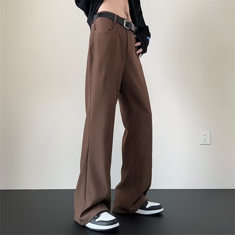 微喇休闲裤男直筒阔腿显瘦长西裤垂坠感西装裤K001-P45,男装休闲裤,星座1109-3