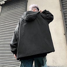 斜拉链设计感连帽冲锋外套男女秋冬季韩版休闲宽松上衣J8726-p62，男装夹克，星座1008