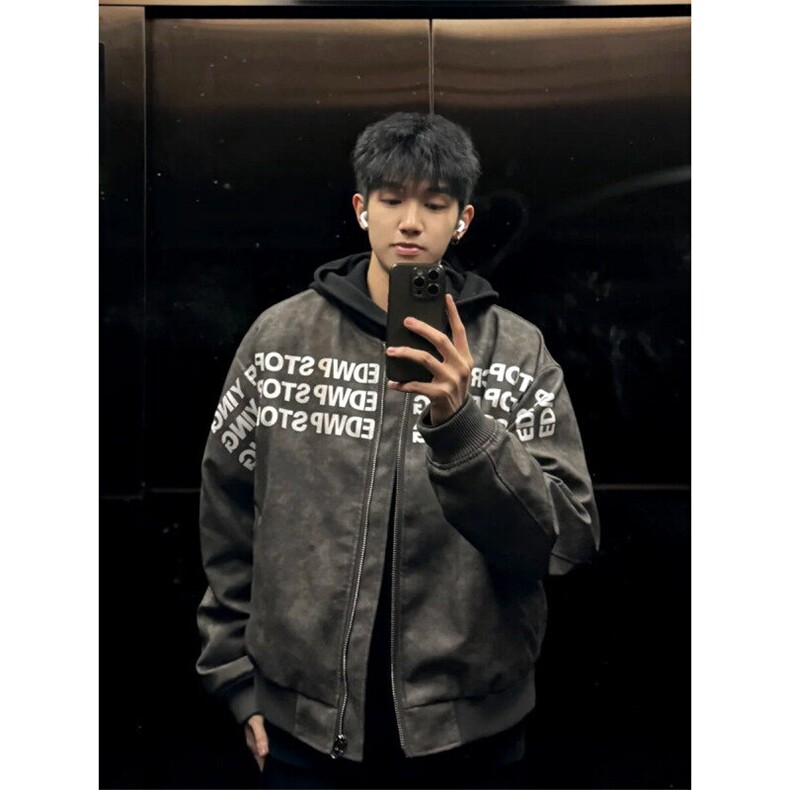 706-1-JK503-P75现货春季港风男士廓形垫肩立挺美式夹克外套潮,男装夹克,星座706-1