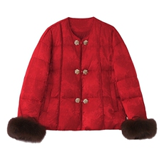 2025年冬季保暖羽绒中式真狐狸毛短款羽绒服，女装羽绒服，依如秀(原杭风阁)