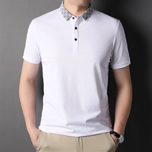 polo衫男2023新款夏季纯色翻领短袖套头衫T恤中青年男士打底上衣图片