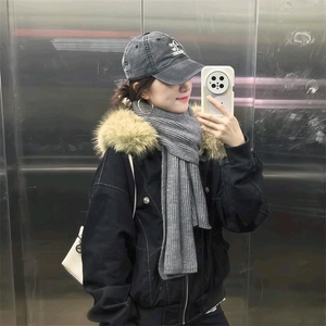 现货重磅boxy短款棉衣座山雕大毛毛领男女棉服水洗工装厚外套图片