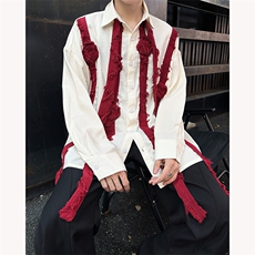 现货25春秋男士设计感立体重工手工火玫瑰喜服婚礼衬衫CS78-p98，男装衬衫，电商B288