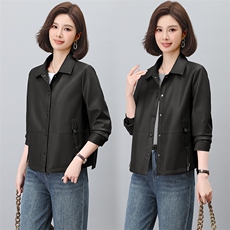 海宁真皮皮衣女2025新款春秋高级感绵羊皮大牌高端皮夹克女士外套，女装衬衫，江忆布依