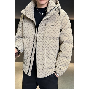 冬季新品男士字母皮羽绒服连帽就品质【标50绒 】图片