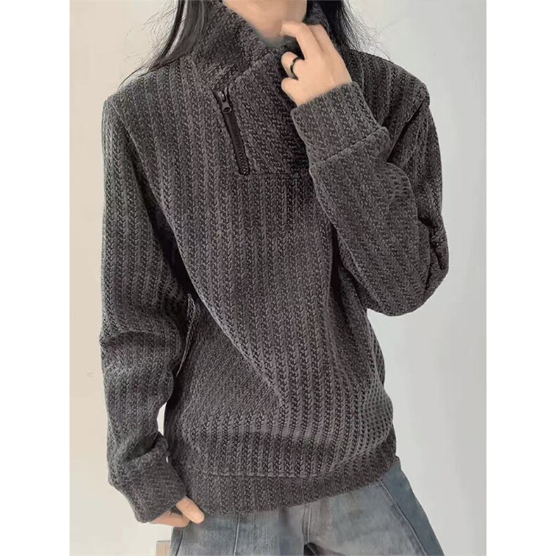网图有货鱼骨纹斜拉链卫衣男女美式高街长袖t恤内搭A1320-P35,男装T恤,星座1505