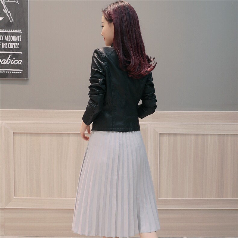 小皮衣女短款春秋款2025新款韩版修身时尚机车外套PU皮夹克潮,女装皮衣,缘衣格