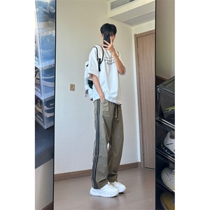 夏季新款宽松直筒侧边条纹休闲速干裤X1002-1-BK2408-P45图片
