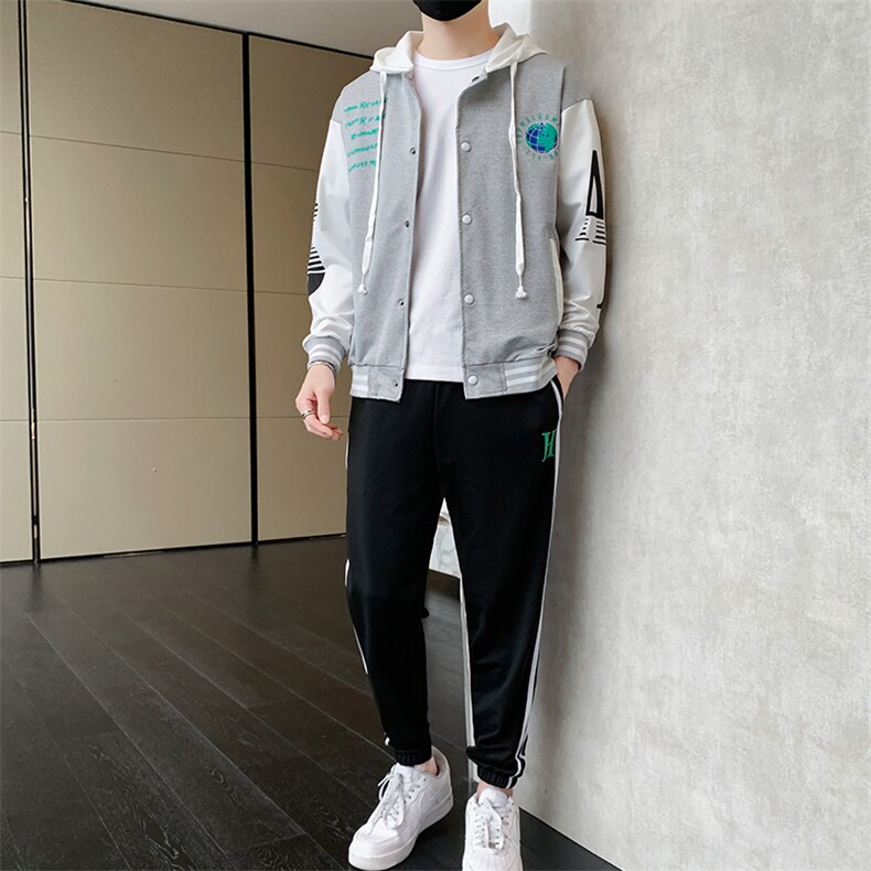 2024秋冬季卫衣棒球服连帽男装两件套青少年运动休闲套装DF316P70,男装休闲套装,电商A086