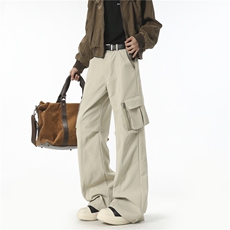 春季裤子男新款美式复古褶皱直筒工装裤大口袋宽松伞兵裤，男装工装外套，星座302B-2