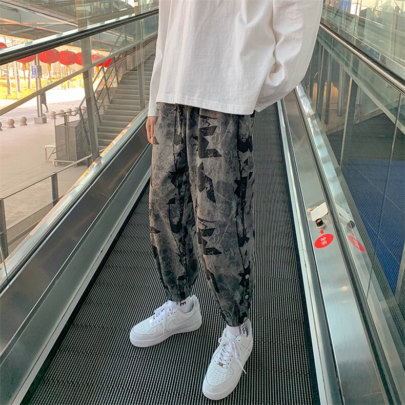 现货男装四季款宽松休闲束脚卫裤秋装迷彩运动裤D201-DM07-P50,男装休闲裤,电商D321-1