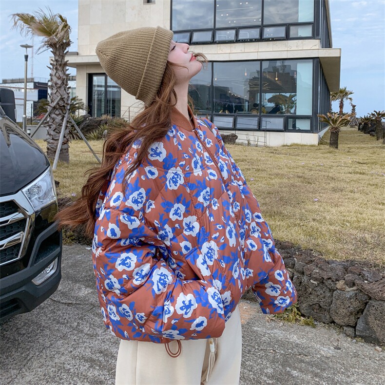 设计感撞色印花90白鸭绒羽绒服2025冬季新款时尚小众立领保暖外套,女装羽绒服,2C196