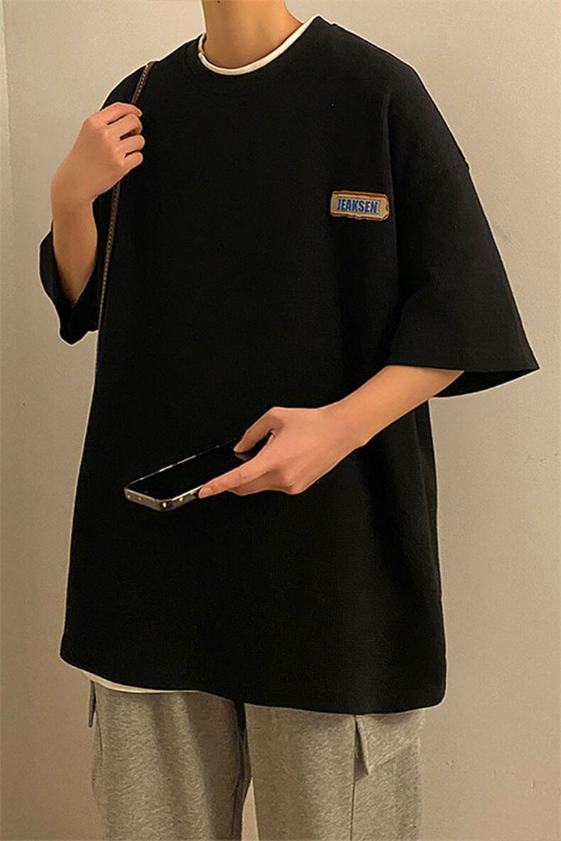 华夫格短袖T恤男夏季新款宽松大码-JK23224-P25控38,男装T恤,星座605(原A050)