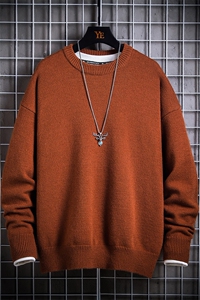 1日系中性情侣宽松潮流大码M-5XL纯色毛衣男外套7979P45加绒P55图片