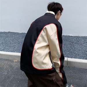 高级感痞帅赛车服美式机车外套男飞行员夹克情侣装图片