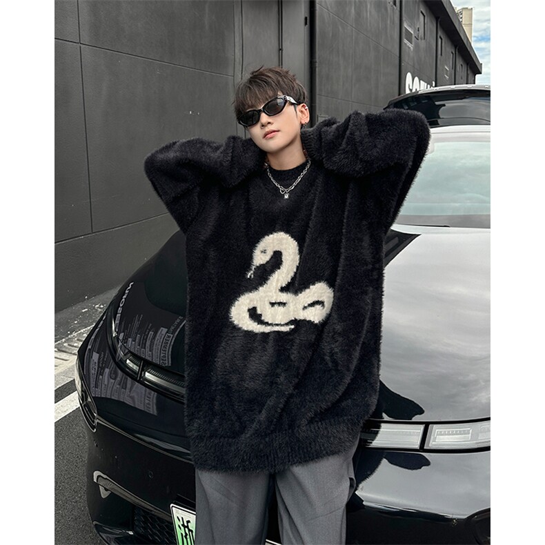 秋季新款港风美式潮牌高质量水貂绒套头圆领毛衣男insMY1500-P55,男装针织衫/毛衣,星座313A(原308A-2)