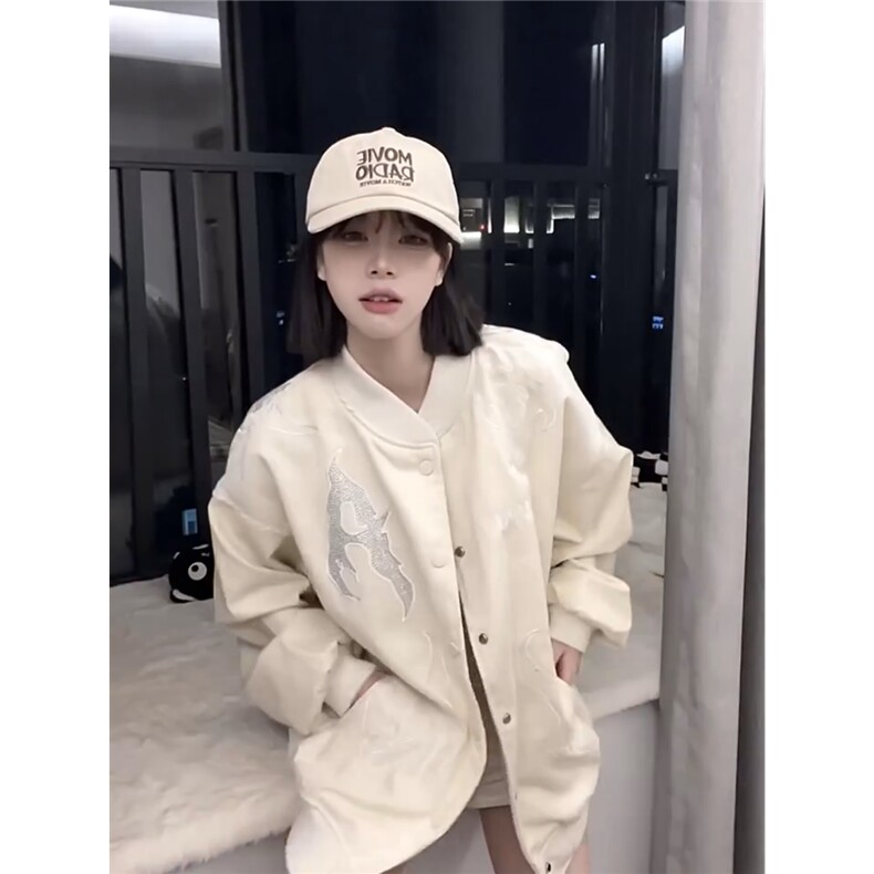 原创潮美式高街vibe风烫钻刺绣棒球服ins潮夹克情侣,男装夹克,星座506A