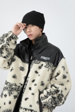日系白墙2024冬新款羊羔毛拼接加厚立领棉衣棉服YG02-P120控150，男装棉衣，星座914-3