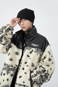 日系白墙 2024冬新款羊羔毛拼接加厚立领棉衣棉服 YG02-P120控150图片