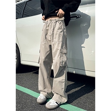 02秋冬季新款多口袋宽松直筒裤水洗工装裤XZ211-1-K2464-P65，男装工装外套，星座211-1