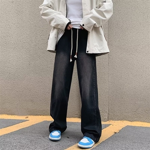 高街牛仔裤男韩版潮流拼接条纹帅直筒2024冬季ins长裤RK1282-P42图片