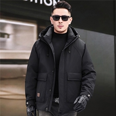 主推新款冬季连帽90绒子白鸭绒羽绒服外套中年男装加厚羽绒服夹克，男装夹克，钱塘723