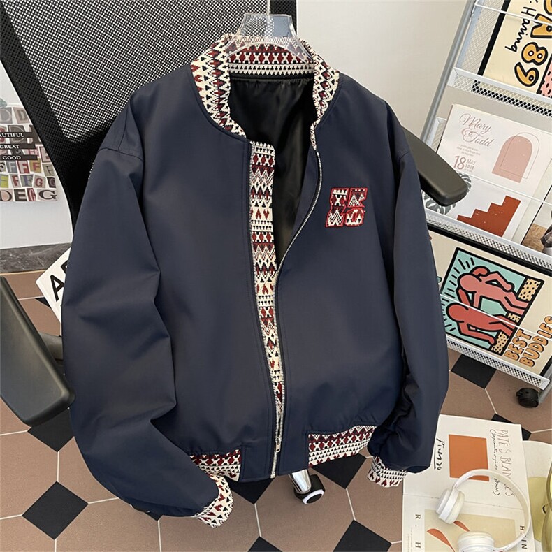 新中式提花夹克男女潮设计感棒球服宽松名族风情侣外套JK3004-p70图片