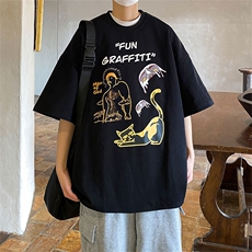 卡通初中生重磅短袖t恤男ins宽松半袖青少年大码-JK23208-P35控48，男装T恤，星座605(原A050)