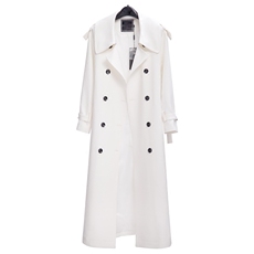 白色风衣女中长款2025春新款王鸥明星同款欧美时尚双排扣显瘦外套，女装风衣，尚羽泽网红店