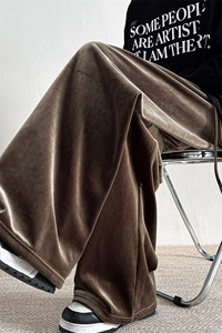 8XL-M 加绒美拉德宽松金丝绒阔腿裤垂感拖地裤K993P55加绒65控78图片