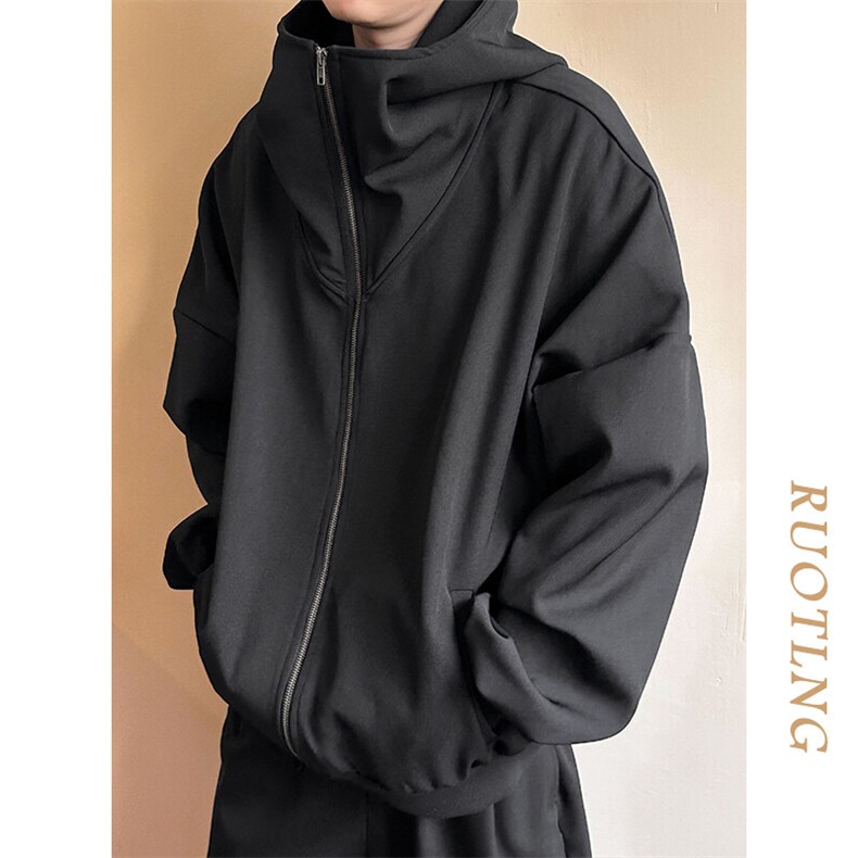 现货-重磅连帽卫衣外套男纯色休闲百搭时尚开衫夹克AJ23055P88，男装夹克，电商A351