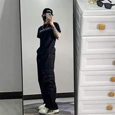 美式复古街头嘻哈工装裤高街直筒阔腿休闲裤子JX755-P45，男装休闲裤，星座1109-3