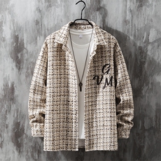 1小香风衬衣大码M-5XL情侣潮长袖衬衫男灰墙CCS8019P45加绒P55，男装衬衫，星座226-2