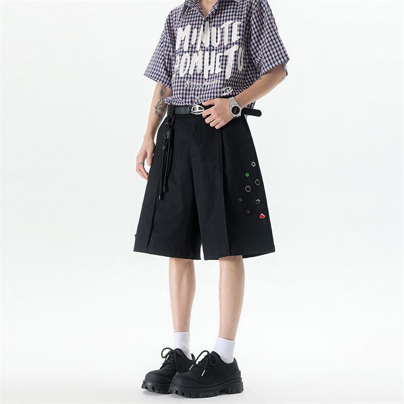 现货（带腰部配件）ZK8022-P55嘻哈街头美式阔腿垂直酷大码短裤，男装休闲裤，电商A059
