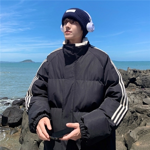 ！冬季条纹五防立领加绒加厚棉衣情侣撞色棉服外套MY7777-p68图片