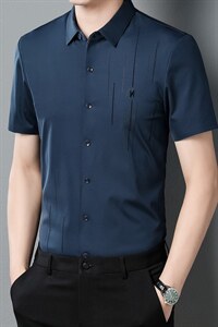 爱爸爸夏季薄款衬衣中年男士爸爸夏装休闲短袖衬衫男中老年人上衣，男装衬衫，电商B212（原钱塘6029）