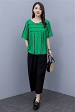 时尚套装女2023年夏季新款女装休气质休闲潮流印花大码两件套，女装套装/套裙，尚洛菲