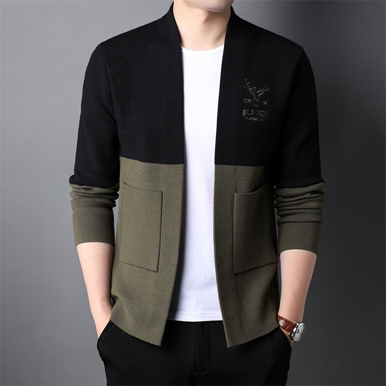 HPN-A018男士2023年秋季新款长袖针织开衫青年休闲外套服装P80图片