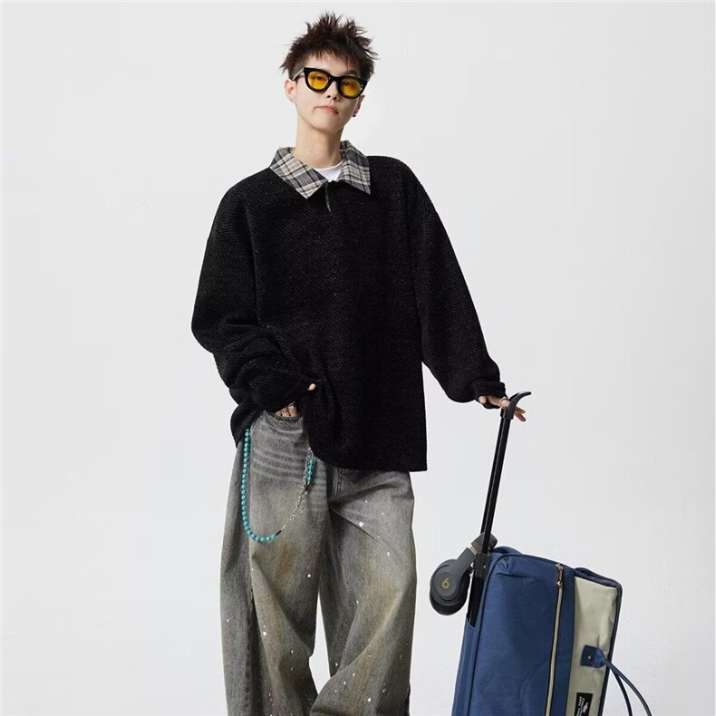 2026薄款polo领套头不带帽衣服男款春秋卫衣男春季男士薄翻领,男装卫衣,星座715-4