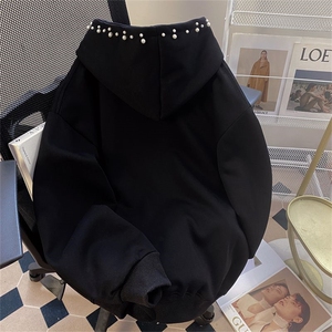 钉珠刺绣结构设计重磅秋冬全棉高品质美式高街连帽卫衣外套 Y7813图片
