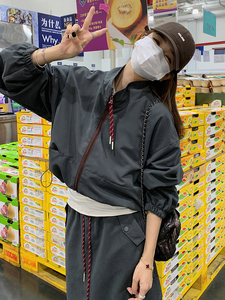 慵懒风休闲运动风套装女2025春秋季新款显瘦夹克工装半身裙两件套图片