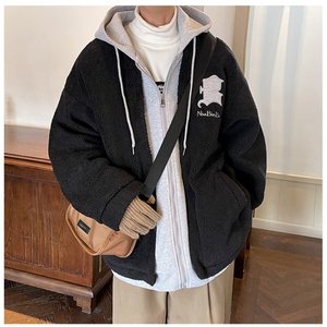 冬装假两件羊羔毛棉衣加厚棉服绣花外套 A071-099-P125图片