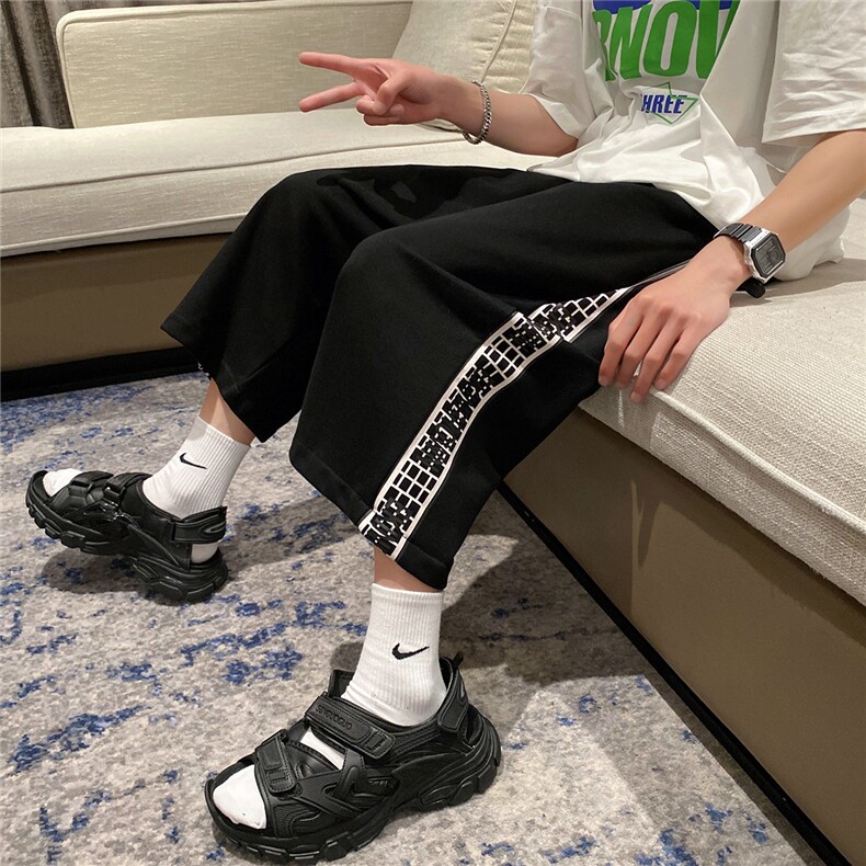1港风休闲大码男七分裤运动短裤原宿潮流五分裤男士QF754P35控58,男装休闲裤,星座226-2
