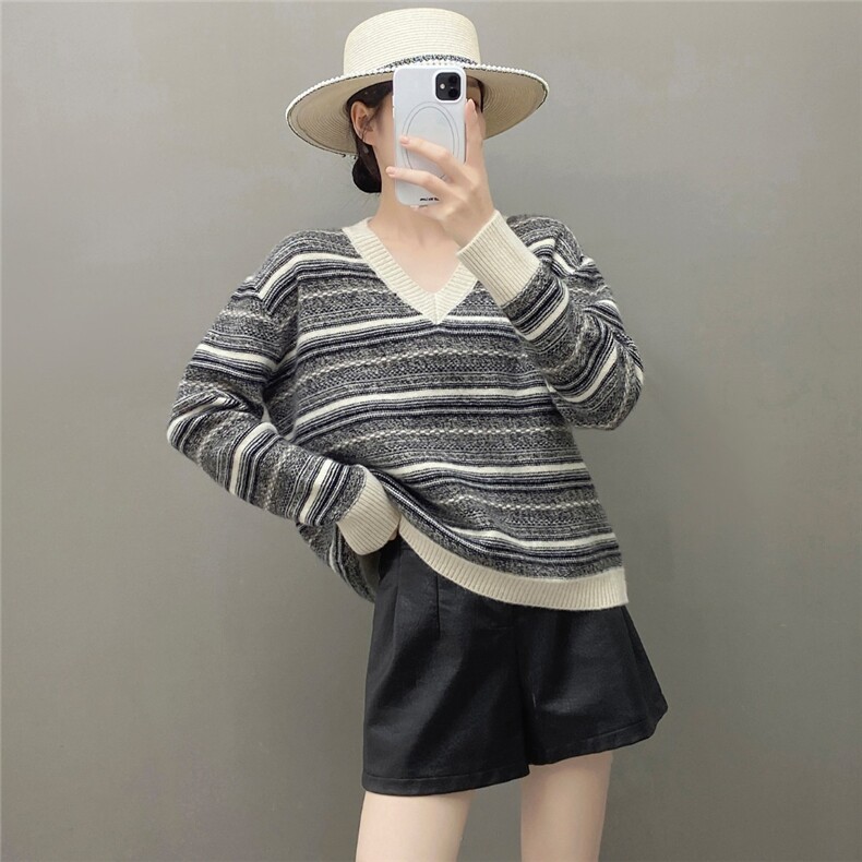 2025年秋季新款百搭5针费尔岛V领套衫，女装针织衫/毛衣，国旺羊绒