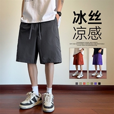 抖音品质冰丝短裤男款夏季2025新款潮牌裤A146-GY253特p30量大优，男装牛仔裤，HDA146