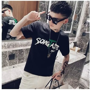 2025新款印花短袖T恤潮牌网红男装白色半袖上衣服夏季潮流体恤衫图片