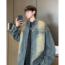 F374P68男生秋装新中式潮牛仔外套男复古宽松水洗做，男装工装外套，星座512-6