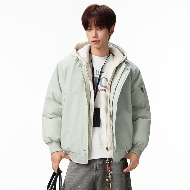 新款冬季大码羽绒棉服棉袄连帽假两件韩版宽松外套A436-2583-P95,男装棉衣,电商A436