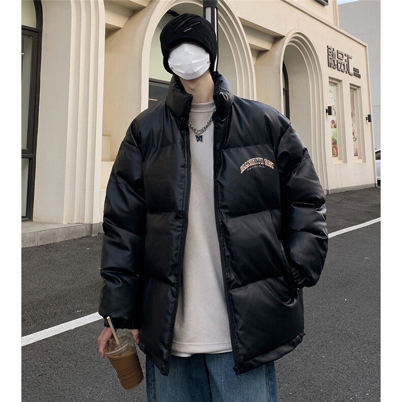 港风23新款冬季时尚百搭立领PU皮棉服外套MY64510P115控158,男装棉衣,电商A268A